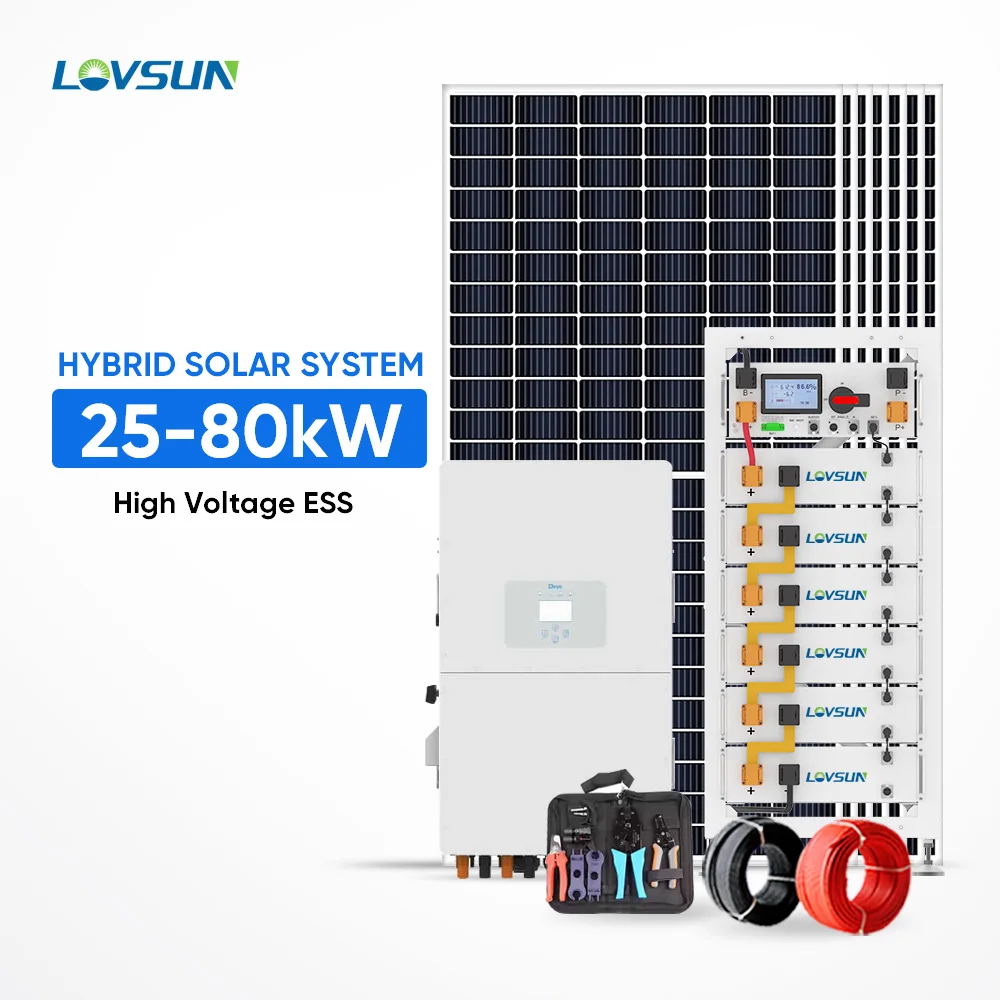 Complete 80kw 50kw 20kw Solar System Lithium Ion Back-up Deye Inverter Hybrid Solar Kit For Commercial solar system accessories