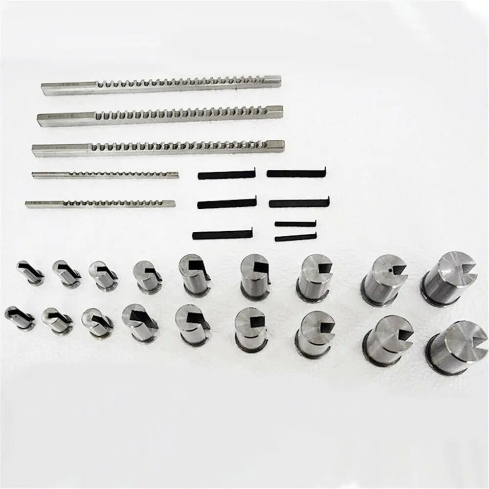 30pcs Keyway Broach Set Inch Sized 5pcs Broaches 1/2'-1-1/2' 18pcs Bushings and 7pcs Shims HSS Keyway Tool for CNC Machine New