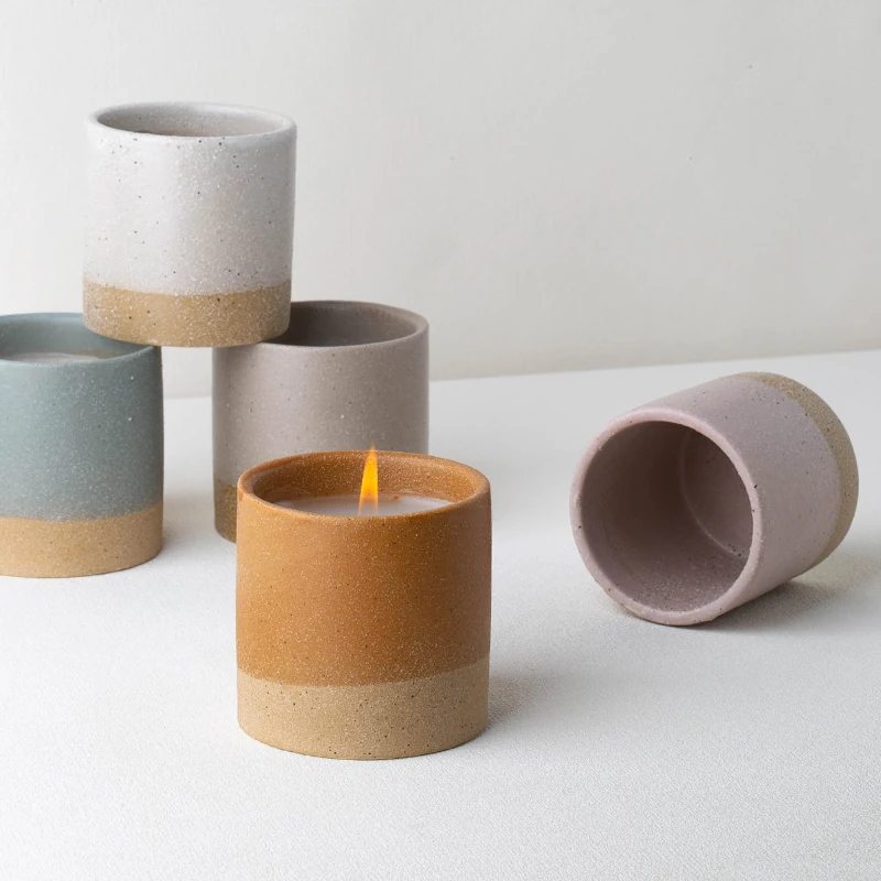 YUANWANG OEM/ODM Custom Kerzenglas Home Decor Porcelain Container Matt Empty Ceramic Candles Jar