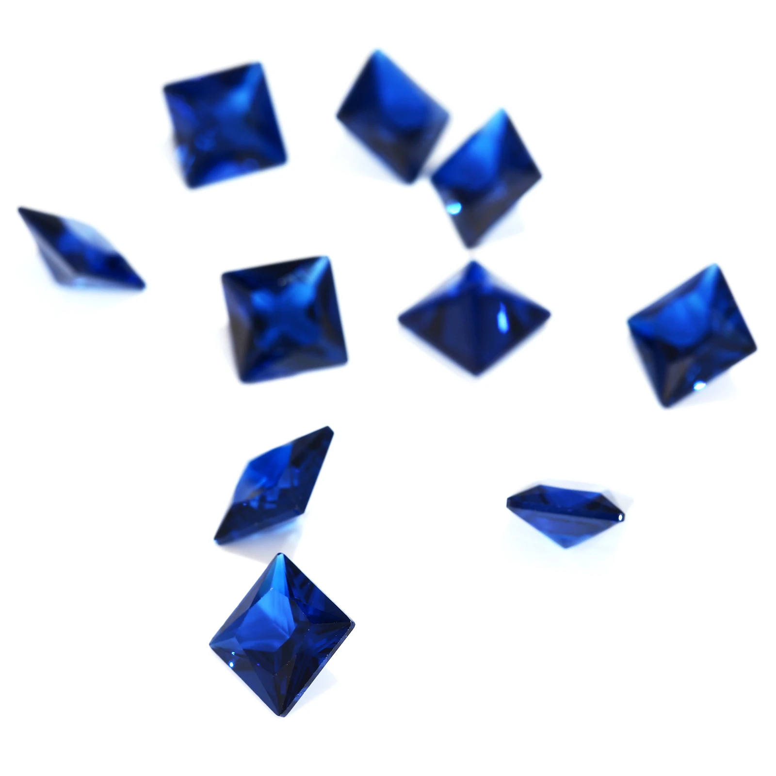 Megan wholesale Synthetic Brilliant Cut 8# princess cut fancy deep blue lab grown jewelry  making 1.6Mm Corundum Loose Stones