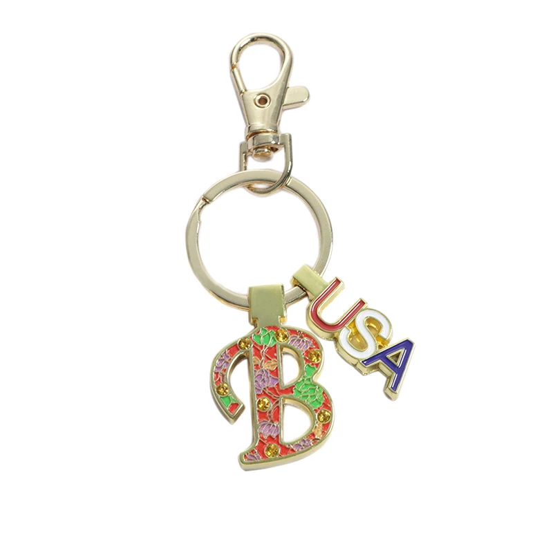 Custom Logo 3d A-z Alphabet Letter Keychains Colorful Personalized Metal Keyring Initial Key Holder Letter Custom Zinc Alloy
