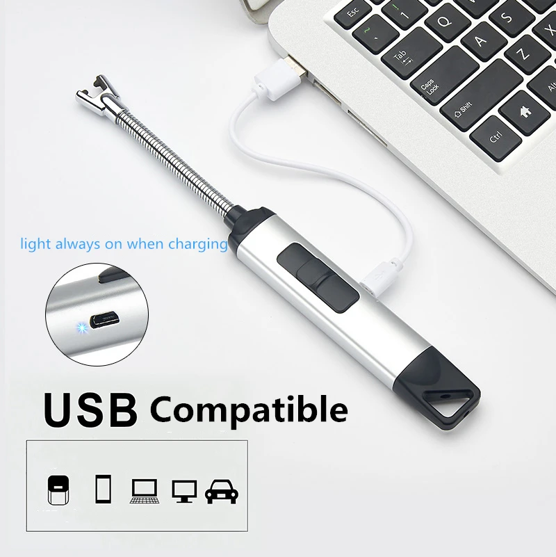 Sedex audited factory direct sale long stick flameless USB rechargeable electric plasma arc lighter