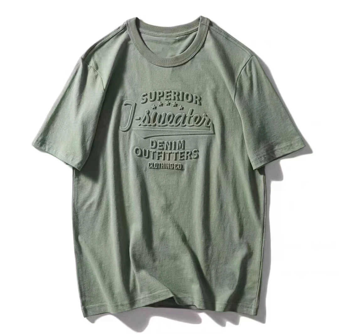 High-quality cotton stereoscopic silicone embossed concave convex tee Custom 3D embossed all over embossed t shirt