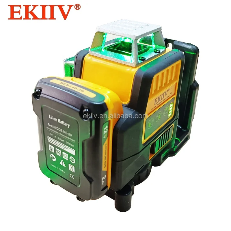 EKIIV Lazer Leve Green Beam Laser Cross 12 Line Self Leveling 3d Auto Rotary Construction Nivel Level 360 Degree