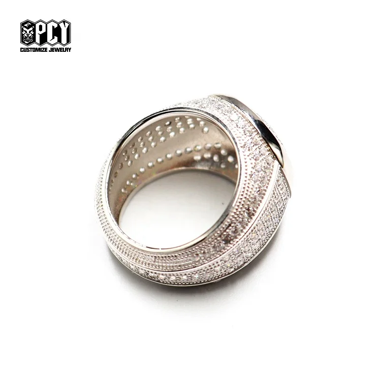 Hot Sale Trendy Hip Hop Jewelry Yellow Pink  Wedding Ring White Diamond Plain  Diamond Promise Ring