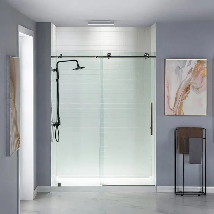 Superior quality Single Sliding Reversible slide Tempered Glass Frameless Shower Door