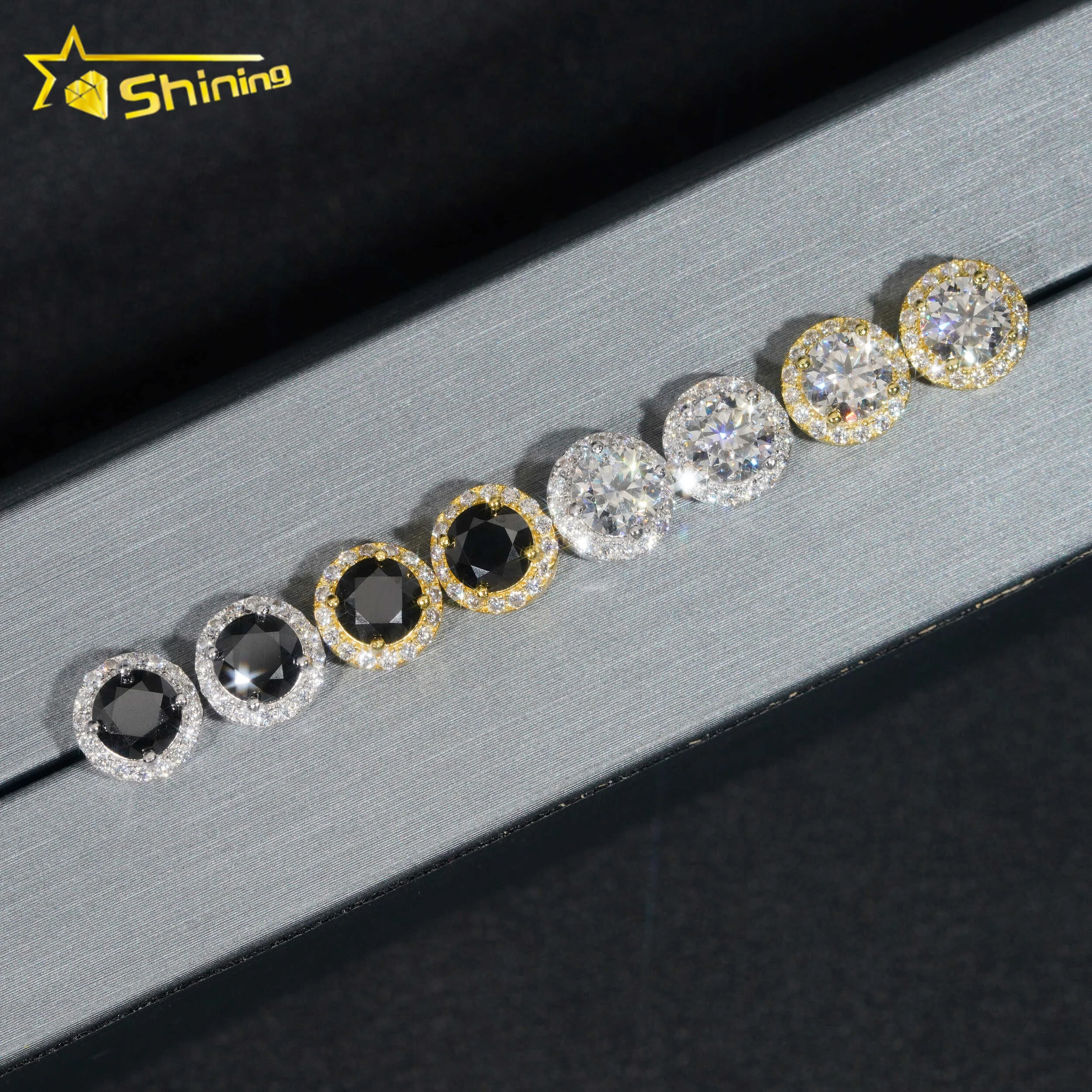 Ready To Ship Best Hot Selling Pass Diamond Tester Hip Hop Jewelry 925 Sterling Silver VVS Moissanite Stud Earrings 6mm