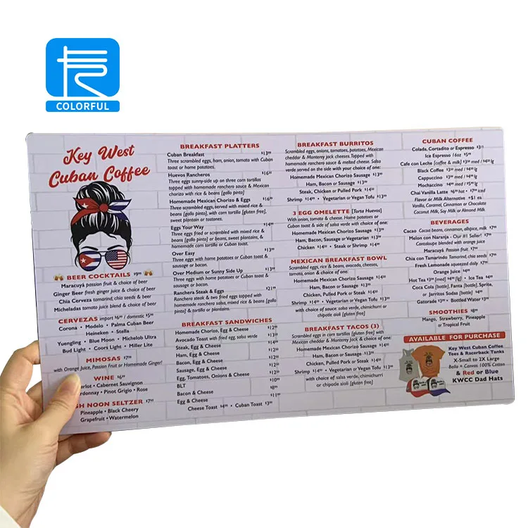 China Factory Cheap Custom Design Anti-alcohol Foldable Waterproof pvc Menu Book Restaurant Menu Printing