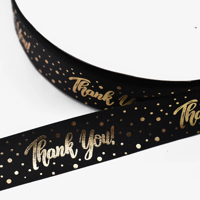 Hanfan Factory Ribbon Spot Wholesale 2.5cm Gilding Ribbon Polyester Diy Gift Bags Birthday Gift Ribbon
