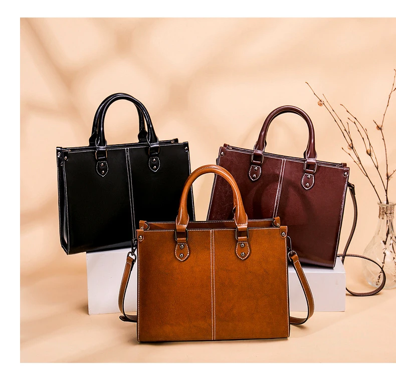 Hot sales luxury genuine leather crossbody ladies bags casual sac a main Cowhide Tote Bag for women handbags