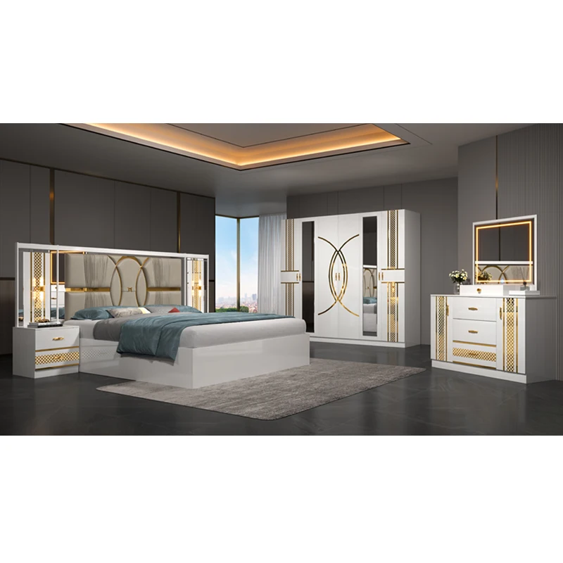 Cheap Price Modern Meuble De Chambre A Coucher King Size Bed Set Home Double Wooden Modern Luxury Full Bedroom Sets Furniture