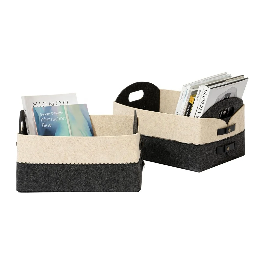 Складная складная корзина из войлока прямоугольная для хранения двухцветная шкафа спальни офиса