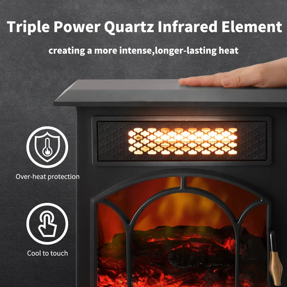 One Year Warranty Fast Heating Indoor Warming 3D Flame Effect Portable Room Infrared Space Electric Heater Fire place Fireplace