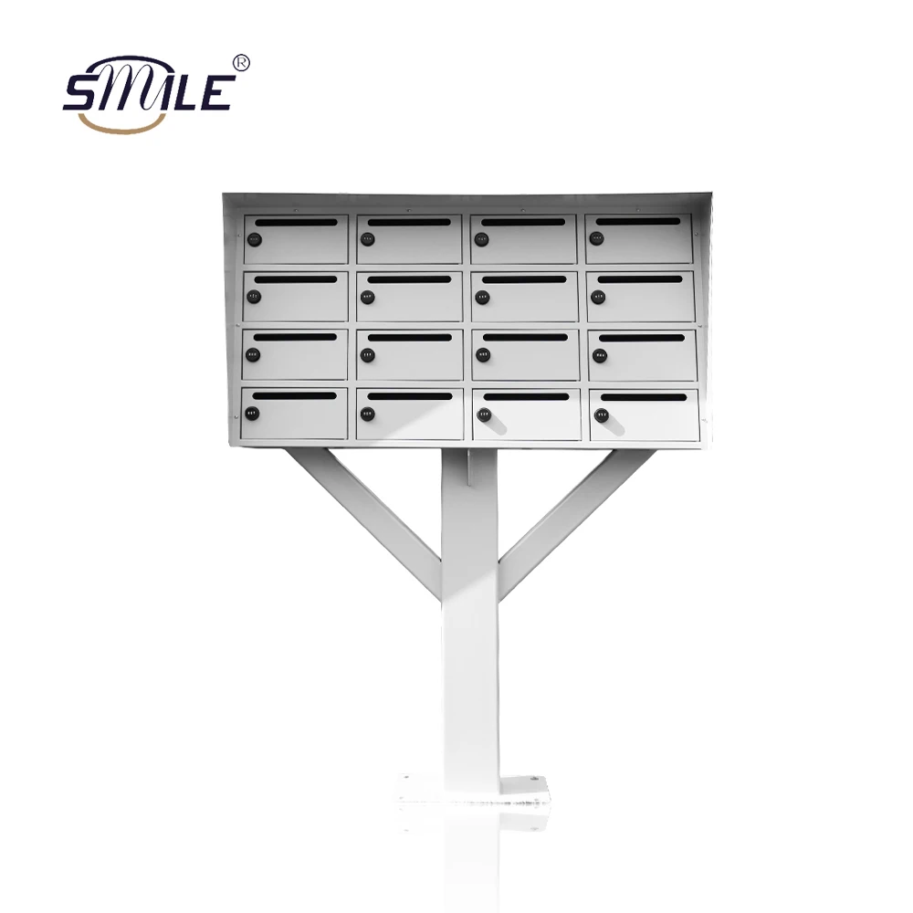 SMILE Custom Made Free Standing Stainless Steel Apartment Building American postbox Parcel Delivery Box USA outdoor Mailbox