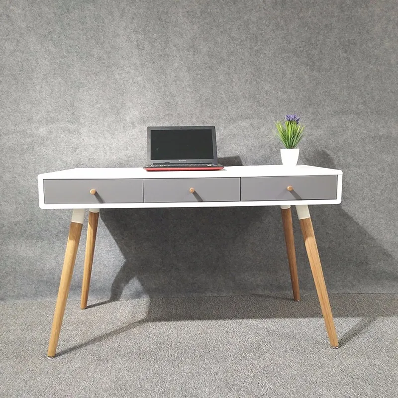 Latest office furniture laptop table designs modern low price computer desk wooden study table with 3 drawers