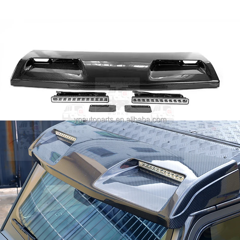 New G-class 4x4 Roof Spoiler with OEM Lights Dry Carbon Fiber Front Wing for G-wagon W464 G63 G350 G500