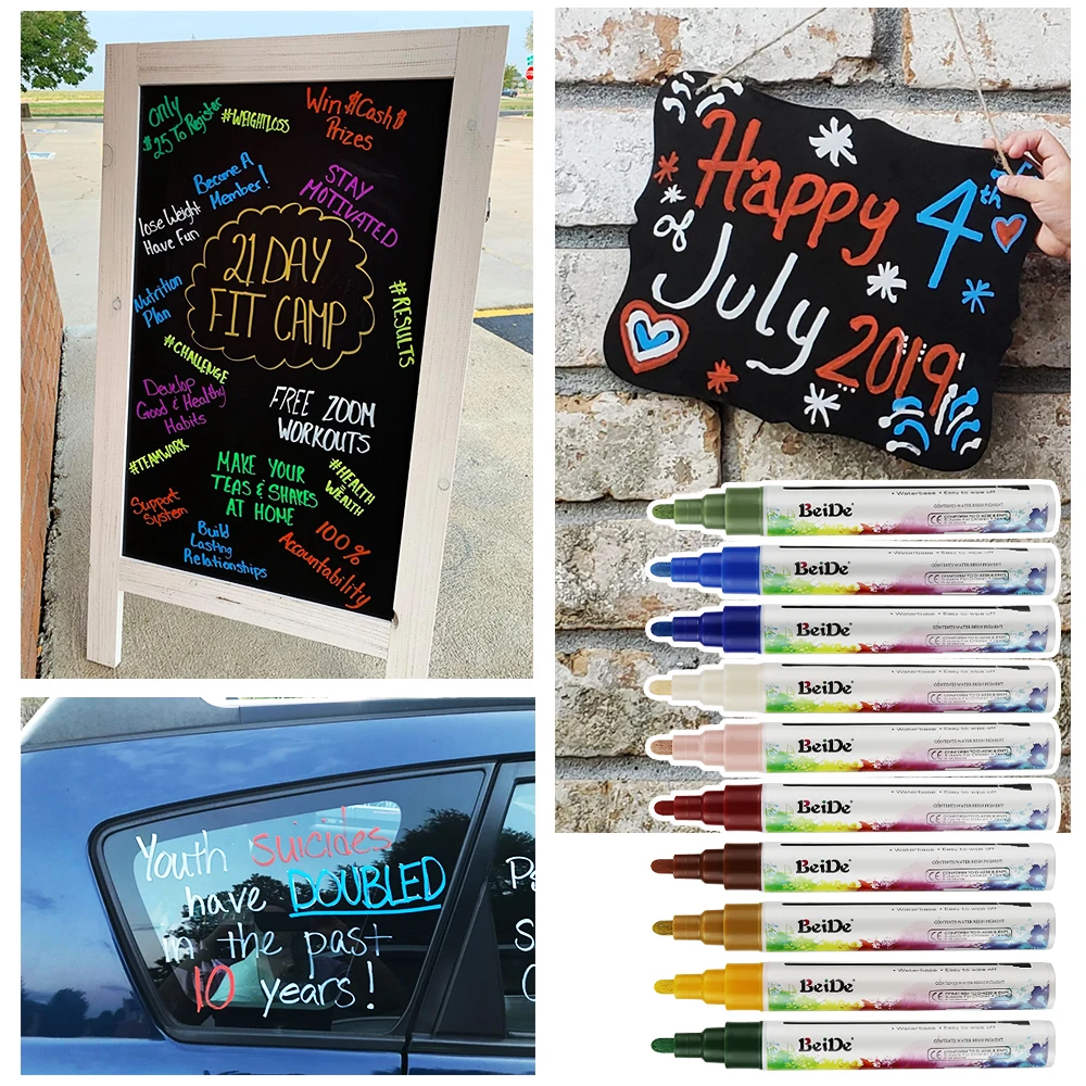 Mega 8 Pack Premium Multi colorful Liquid Chalk Marker Pen with Reversible Tip