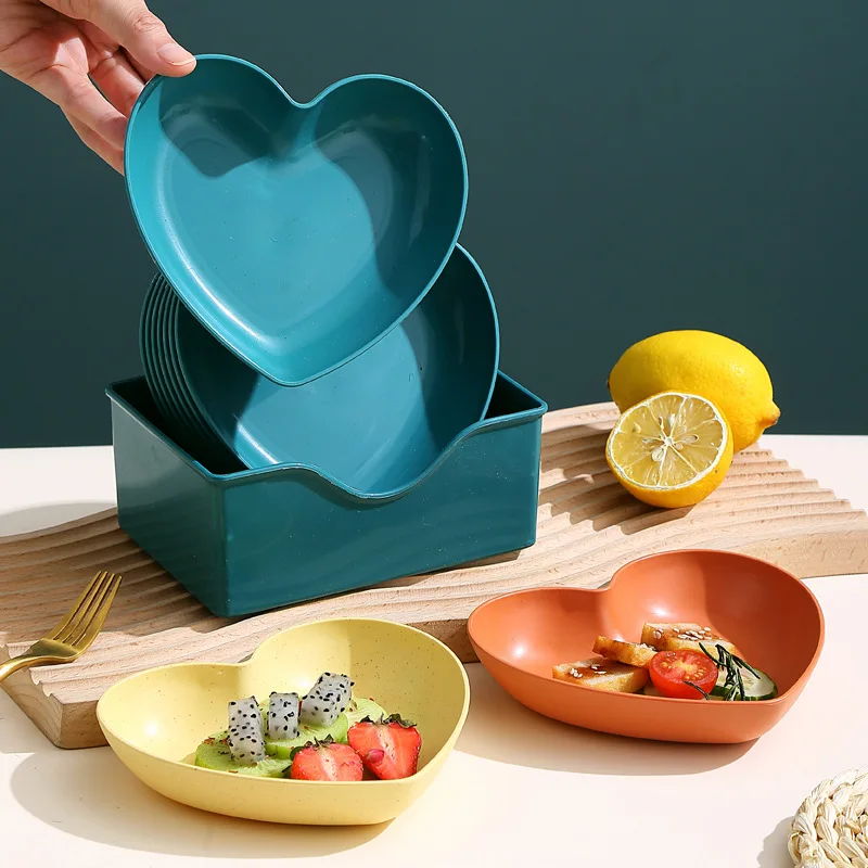 10 Pcs/sets Heart Shaped Dish Fruit Snacks Plate Dinnerware Set Candy And Nut Serving Container Food Dessert Storage Dish