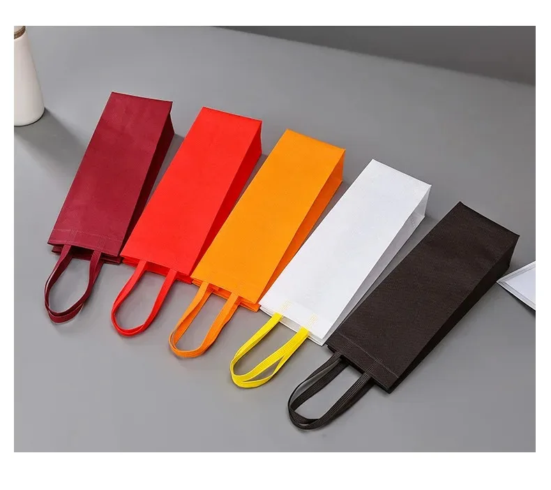 Customized Logo Wholesale Folding Single Bottle Non-Woven Wine Bag Promotional Wine Gift tote Bag 2 3 4 6 Bottle With Printing