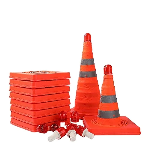 Ready Bright Orange Portable LED Flashlight High Visibility Collapsible Warning Safety Road Traffic Cone
