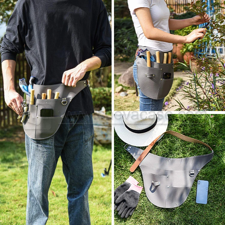 Adjustable Utility Waist Pouch Gardener Working Apron Gardening Tool Belt Leather