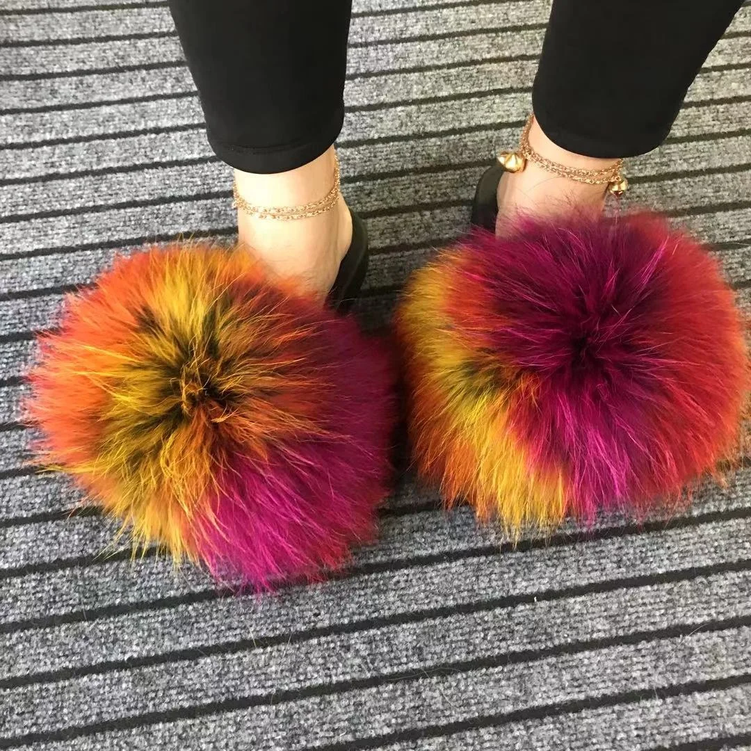 
Fashion designer warm fur sandal women sheep fur slides sheepskin winter slippers 