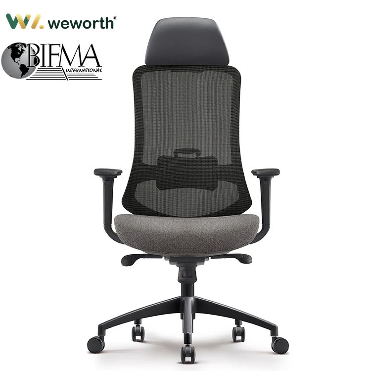 Weworth Passed Bifma Standard High Back 4d Armrest PU Headrest Ergonomic Office Chair