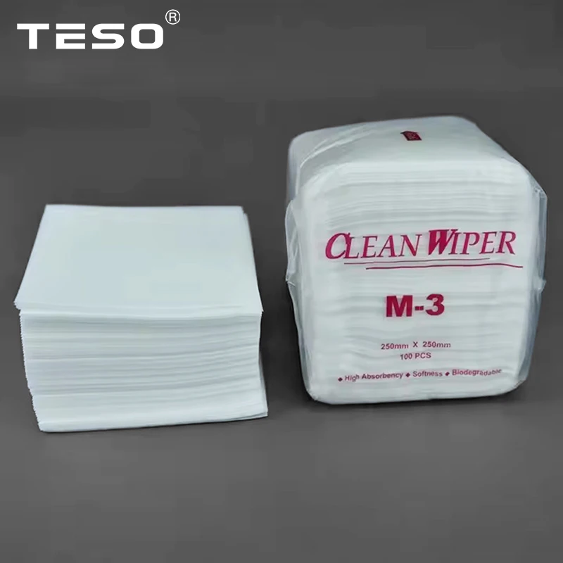 Disposable 25X25cm Lint Free Industrial Non-Woven Wipes Cleanroom Wiper M-3