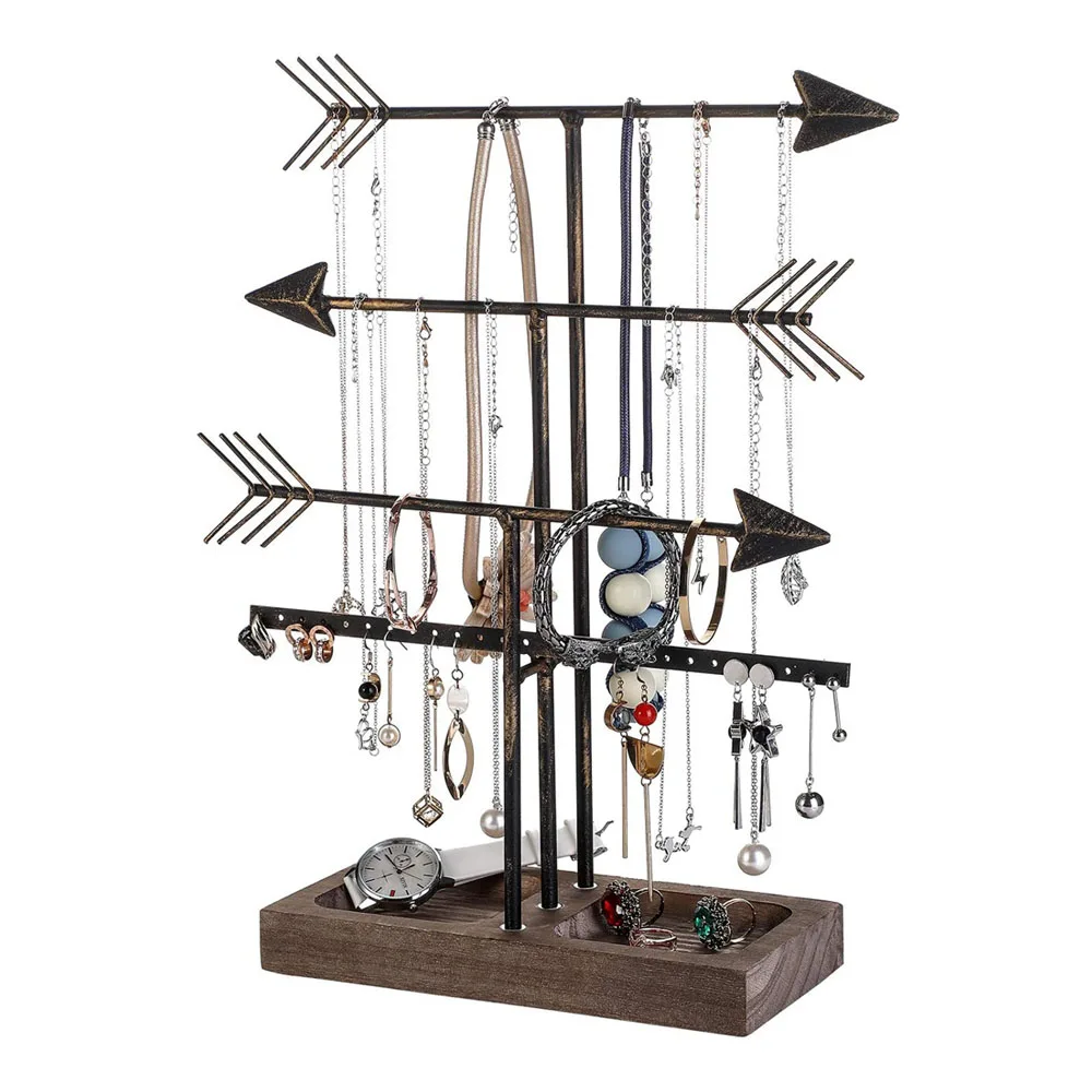 Jewelry Stand Organizers With Wood Storage Box To Organize Necklace Earrings Bracelet Jewelry Organizer Holder