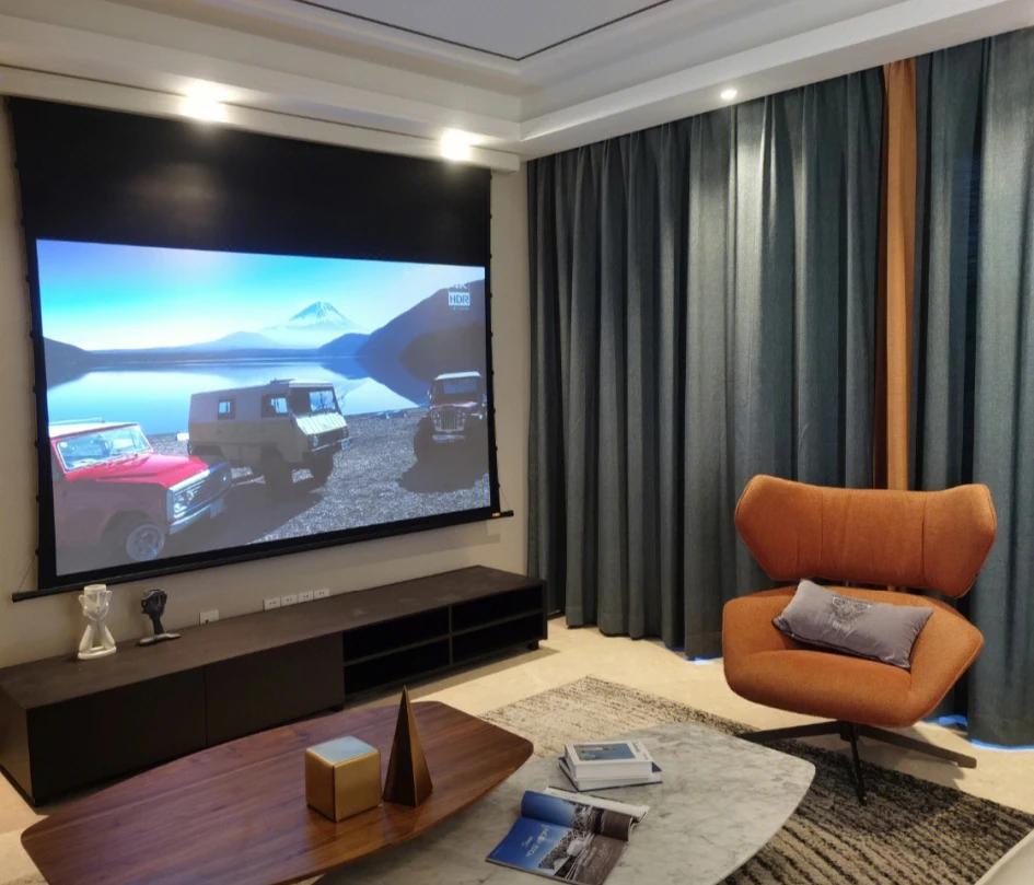 120-180 Inch 4K 3D Daylight Room Black Diamond Motorized Tension Projector Screen ALR Projection Screen For Long Throw Projector