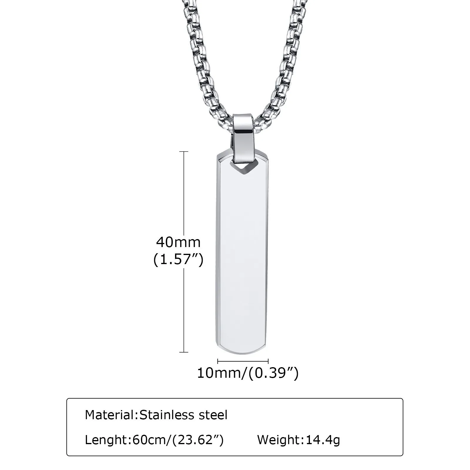 Mens Personalized Bar Necklace Stainless Steel Customized Engravable Vertical Bar Necklace Jewelry