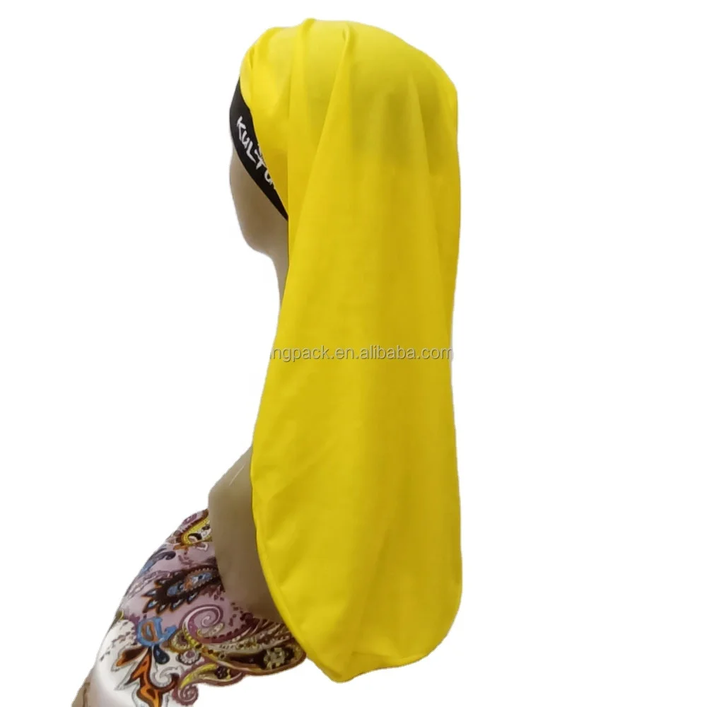 Spandex Fabric Swimming Durags Caps For Lady Girls Waterproof Bathing Cap Long Short Hair Ear Protection