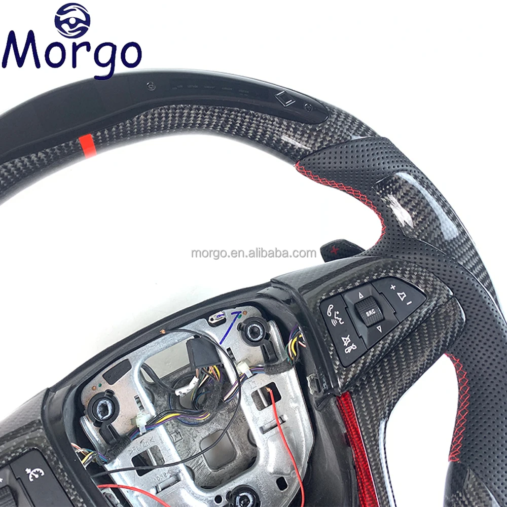 Custom LED Carbon fiber Perforated leather Steering Wheel fit for Chevrolet Camaro 2012-2019 Corvette Car Steering Wheel