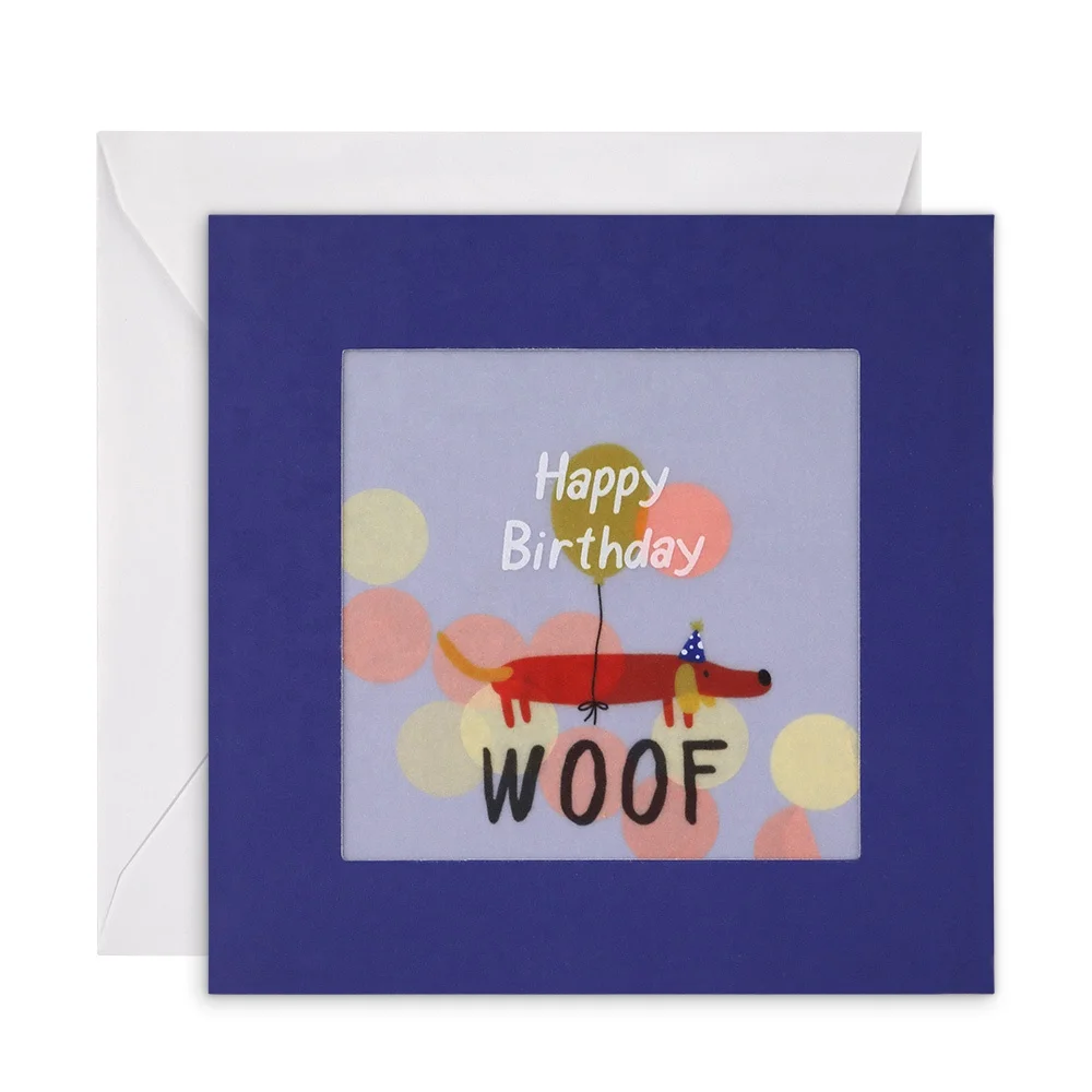 Милая забавная квадратная открытка на день рождения с индивидуальным принтом синяя пустая собака конфетти встряхивание открытки ручной работы