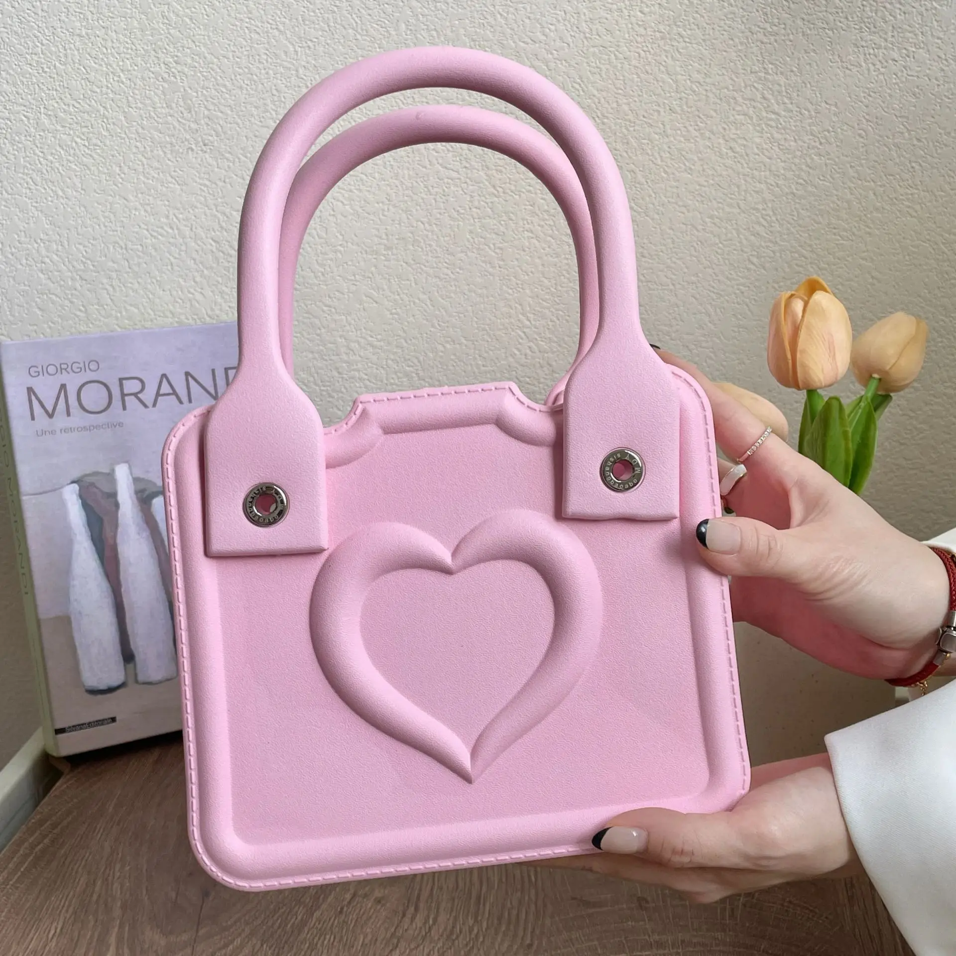 Wholesale Custom Neoprene Summer Tote Bag Personalized Pink Beach Bag Cooler for Kids Eva Woman Handbags Candy Tote Bag Charms