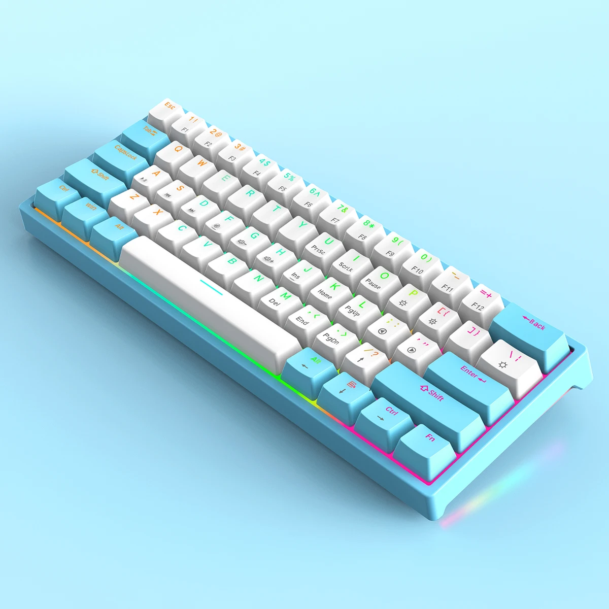 60% White Keyboard RGB 61 Keys PBT Computer Gaming Usb Wired Light Led Gamer Hot Swap Mechanical Keyboard