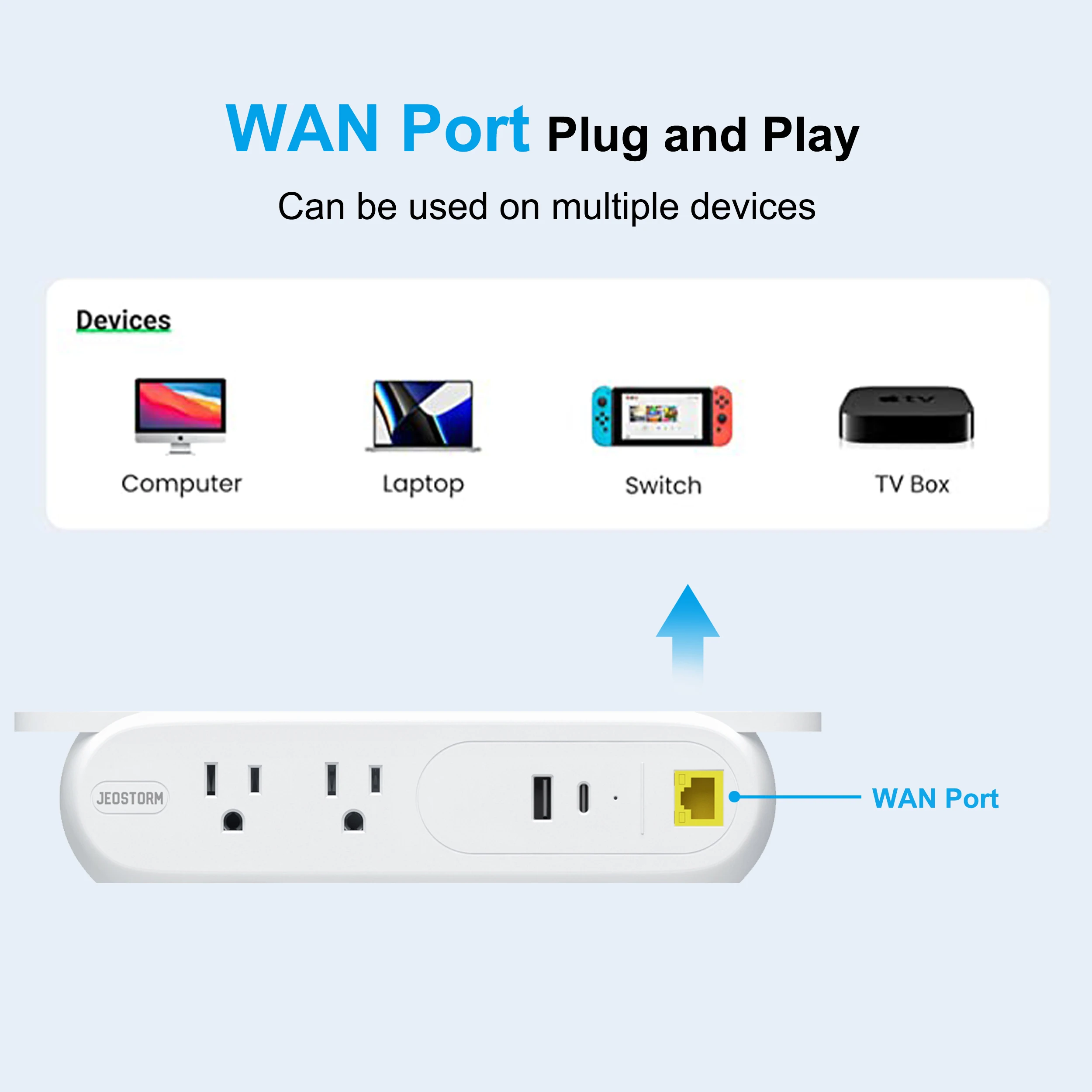Multiple Devices American Charging Station Surge Protector 3 In 1 Under Desk Mountable Power Strip With 2 USB Ports And Network