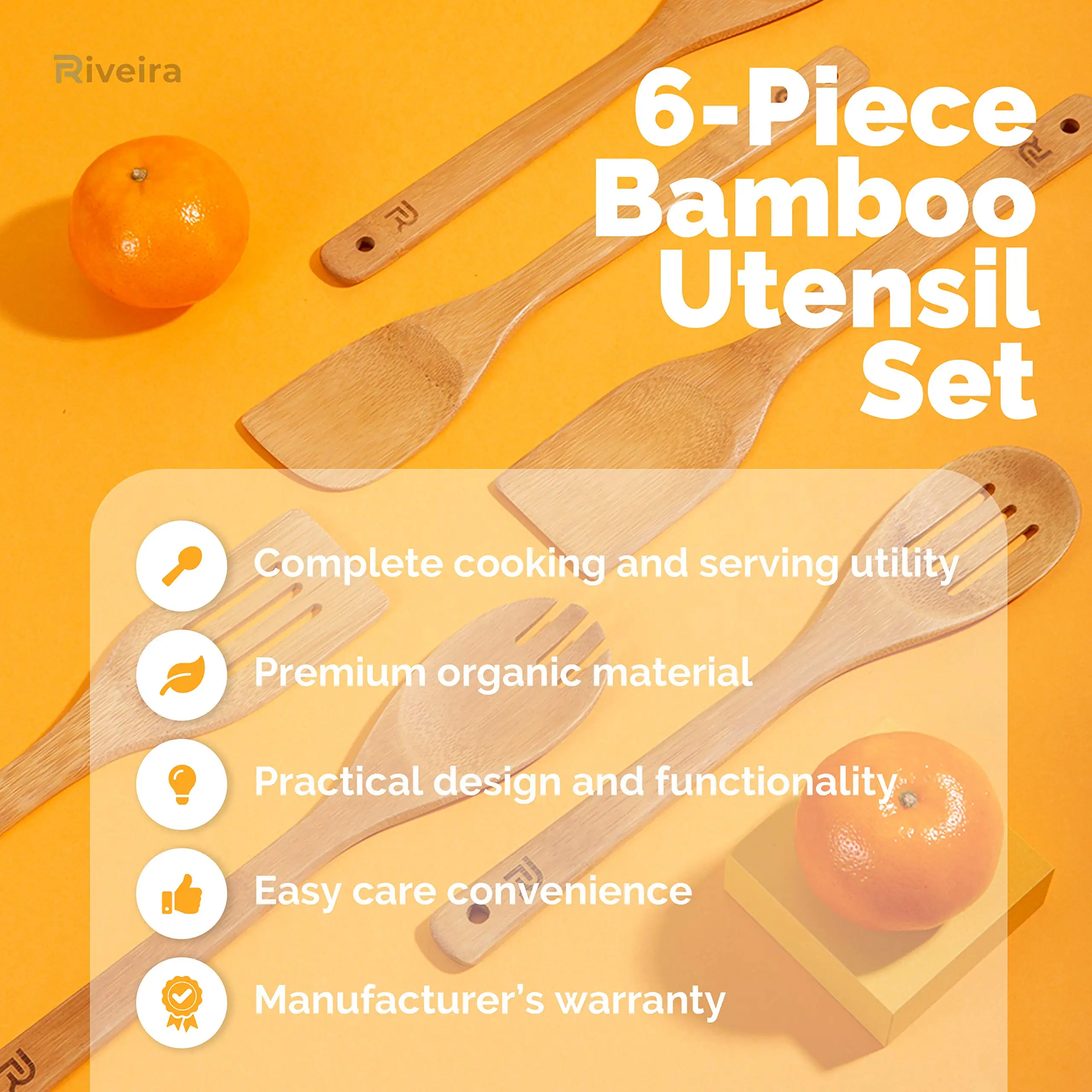 Kitchen Gadgets 6-Piece Bamboo Cooking Utensils Wooden Kitchenware Non Stick Bamboo  Wooden Spatula Spoons Set for Cooking