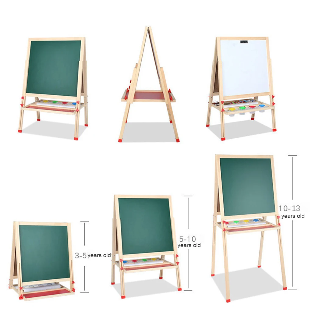 Folding Standing Wooden Double Sided Toddler Art Easel Dry-Erase Magnetic Drawing Board Toy For Kids
