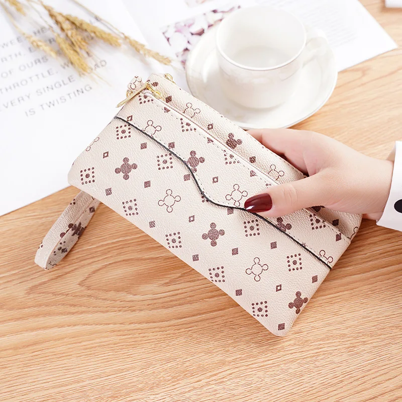 2021 new fashion printed female bag clutch leather mobile phone bag ladies coin purse clutch purse girls retro clutch bag