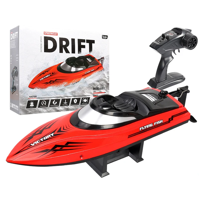 Hot Selling High Speed 20KM/H Plastic RC Yacht Boat Strong Power Remote Control Drifting Speedboat for kids