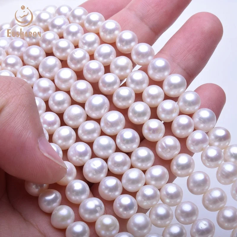 Wholesale 8-9 A+ White  Color Near Round Freshwater Pearl Beads Strand Of Women