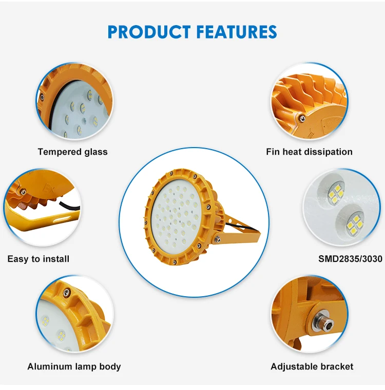 Wholesale Ip65 Waterproof Gas Station Mine High Bay Light 50w 100w 150w Led Explosion Proof Light