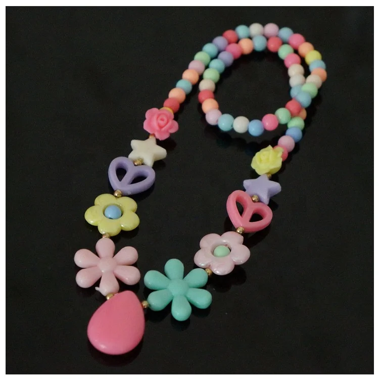 Wholesale Colorful Five point Star Flower Acrylic Beads Round shape plastic bead For DIY  jewelry Making Hair Accessories