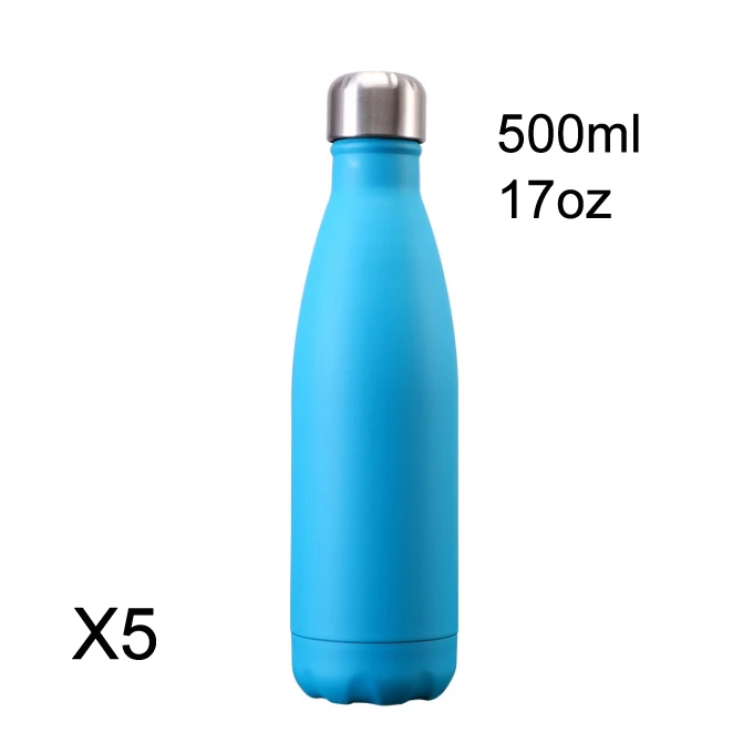 Drinkware Vacuum Flask 17Oz Black Stainless Steel Water BottIe Cola Shaped Water Bottle, Rubber Paint 500ml Cola Thermal