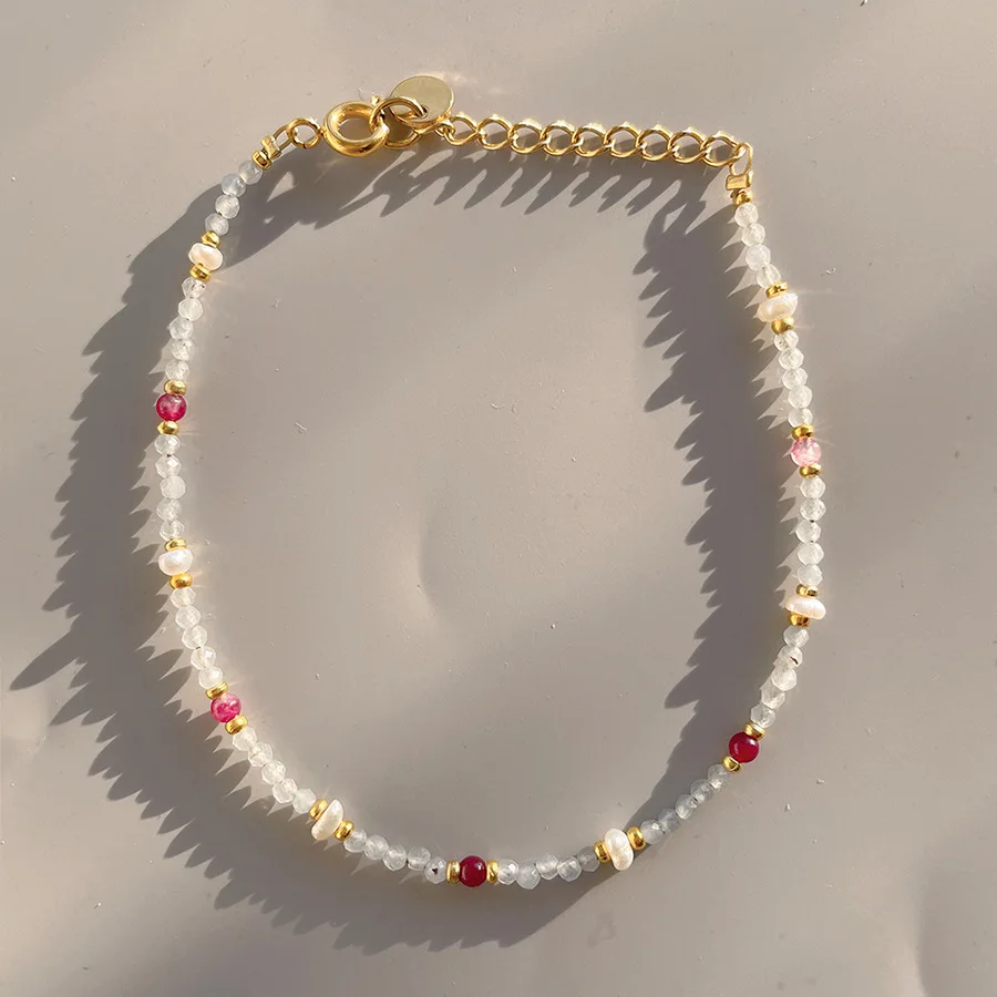 Hot selling ultra-fine color spinel splicing natural stone freshwater pearl bracelet fengshui bracelet