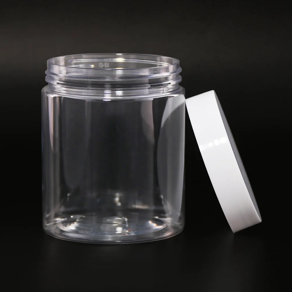 Food storage 1oz 2oz 12oz 16oz 6oz 8oz 250ml 500ml Transparent round wide-mouth pet cosmetic plastic jars with screw lid