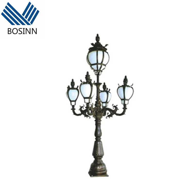 Square Post Lantern Bronze Sculpture Pillar Lights Pedestrian Street Post Lamp Flower Ball European Garden Lights