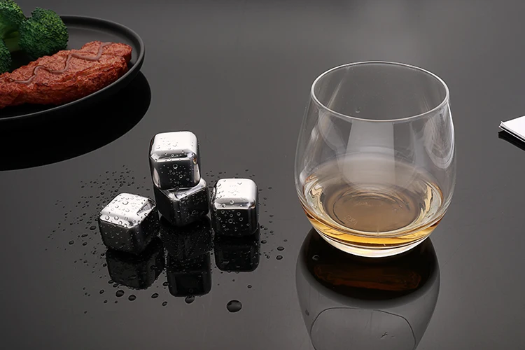 Food Grade Metal Whiskey Stones 304 Stainless Steel Reusable Ice Cube For Drink