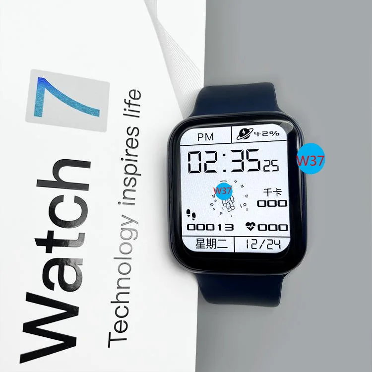2021 Smartwatch Heart Rate W37 Series 7 Smart Watch Reloj Full Touch Screen t500 W26 IP68 Waterproof Smart Watch